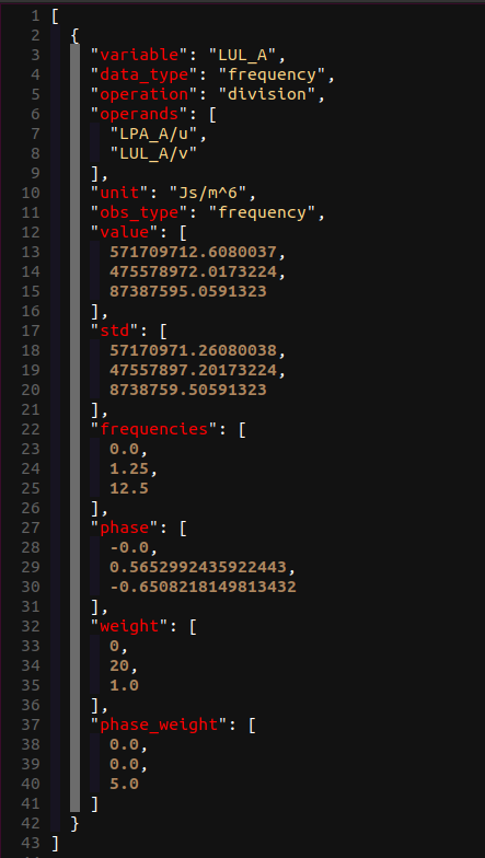 obs_data.json for frequency